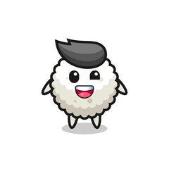 illustration of an rice ball character with awkward poses