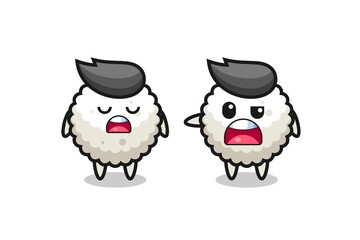 illustration of the argue between two cute rice ball characters