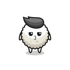 the bored expression of cute rice ball characters