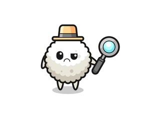 Fototapeta premium the mascot of cute rice ball as a detective