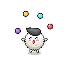 the rice ball circus cartoon juggling a ball