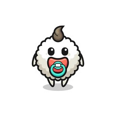 baby rice ball cartoon character with pacifier