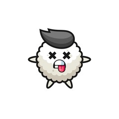 character of the cute rice ball with dead pose