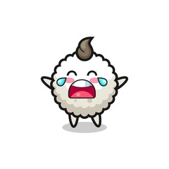 the illustration of crying rice ball cute baby