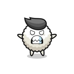wrathful expression of the rice ball mascot character