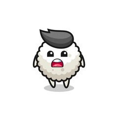 rice ball illustration with apologizing expression, saying I am sorry