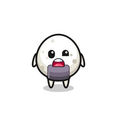 Obraz premium the shocked face of the cute onigiri mascot