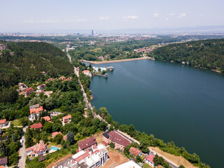 Obraz premium Aerial summer view of Pancharevo lake, Bulgaria