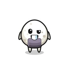 cute onigiri mascot with an optimistic face