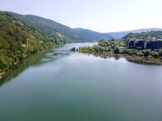 Aerial summer view of Pancharevo lake, Bulgaria