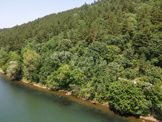 Aerial summer view of Pancharevo lake, Bulgaria