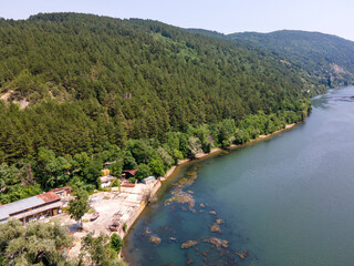 Aerial summer view of Pancharevo lake, Bulgaria