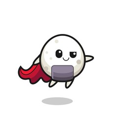 cute onigiri superhero character is flying