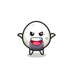 the illustration of cute onigiri doing scare gesture