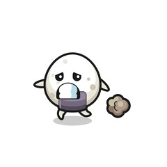 illustration of the onigiri running in fear