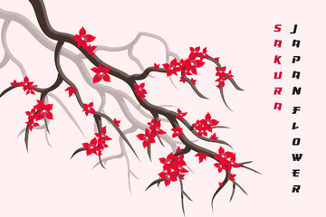 Background to blooming Sakura. Vector illustration