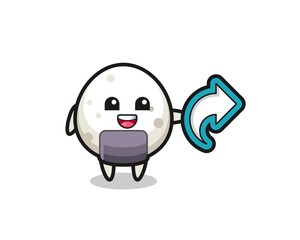 cute onigiri hold social media share symbol