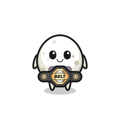 the MMA fighter onigiri mascot with a belt