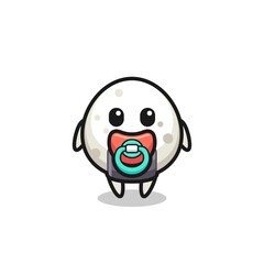 baby onigiri cartoon character with pacifier