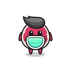 Obraz premium cute beef cartoon wearing a mask