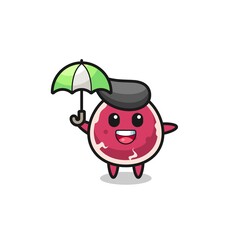cute beef illustration holding an umbrella