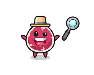 illustration of the beef mascot as a detective who manages to solve a case