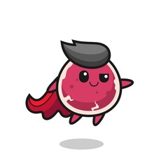 cute beef superhero character is flying