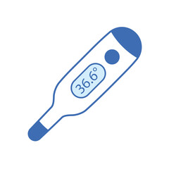 Medical digital thermometer icon isolated, flu fever diagnostics.