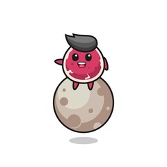 illustration of beef cartoon sitting on the moon