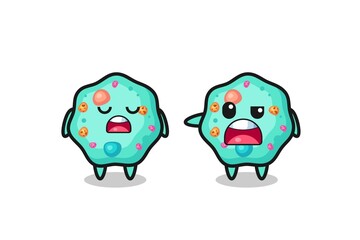 illustration of the argue between two cute amoeba characters