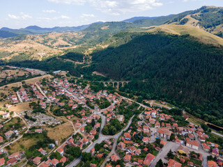 Fototapeta premium Aerial view of of historical town of Klisura, Bulgaria
