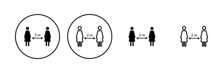 Social distancing icon set. social distance icon. self quarantine sign