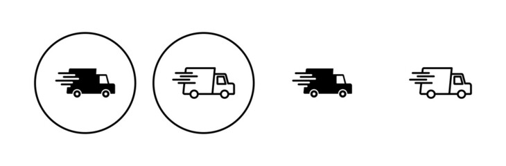 Fast shipping delivery truck icon set. Delivery truck icon. fast delivery icon