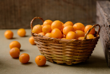 Brazilian fruit caja in the straw basket.