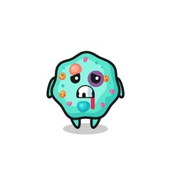 injured amoeba character with a bruised face