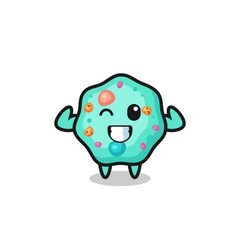 the muscular amoeba character is posing showing his muscles