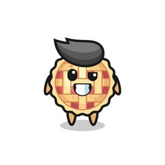 cute apple pie mascot with an optimistic face