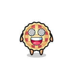cute apple pie character with hypnotized eyes