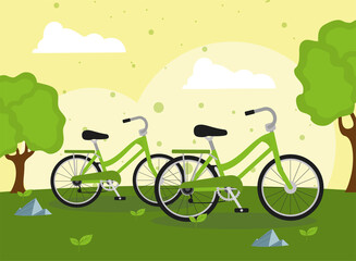 Fototapeta na wymiar eco transports bikes