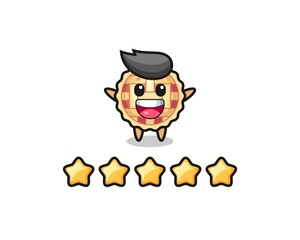 the illustration of customer best rating, apple pie cute character with 5 stars