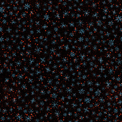 Hand Drawn Snowflakes Christmas Seamless Pattern. Subtle Flying Snow Flakes on chalk snowflakes Background. Actual chalk handdrawn snow overlay. Outstanding holiday season decoration.