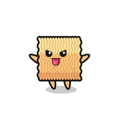 naughty raw instant noodle character in mocking pose