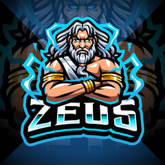 Zeus esport mascot logo design - obrazy, fototapety, plakaty