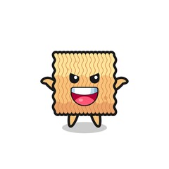 the illustration of cute raw instant noodle doing scare gesture