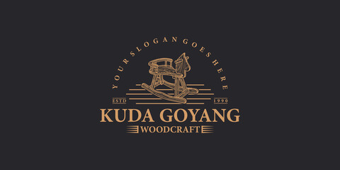 creative logo for woodcraft, vintage logo, clothing, toy shop, children's toy logo.