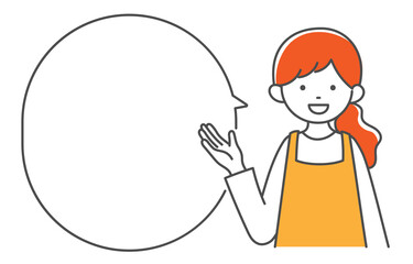 イラスト素材　主婦　ふきだし