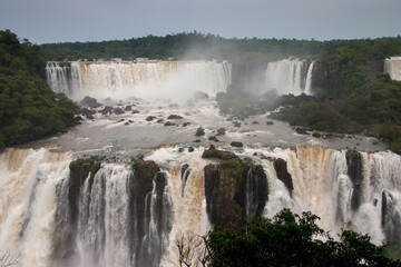 Iguazu Falls on the Border of Brazil and Argentina 