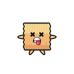 character of the cute raw instant noodle with dead pose