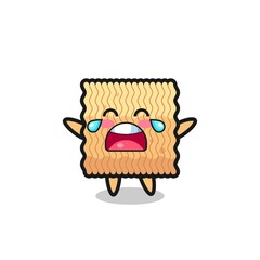 the illustration of crying raw instant noodle cute baby