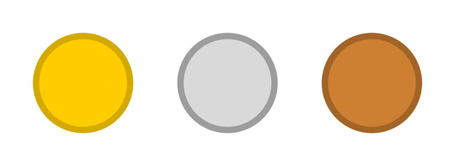 Medal Icon Set including Top Three 1st Gold 2nd Silver 3rd Bronze Winner Badge Award. Vector Image.